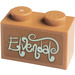 LEGO Medium Donker Vleeskleurig Steen 1 x 2 met &#039;Elvendale&#039; Sticker met buis aan de onderzijde (3004)