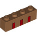 LEGO Medium Dark Flesh Brick 1 x 4 with Red Lines (3010 / 67451)