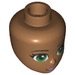 LEGO Mittleres dunkles Fleisch Female Minidoll Kopf mit Andrea Green Augen, Pale Pink Lips (11816 / 93184)