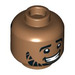 LEGO Mittleres dunkles Fleisch Kopf mit Beard und Haar auf Der Rücken mit Zigzag Lines (Einbau-Vollbolzen) (3626 / 100328)