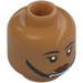 LEGO Medium mørk hud Minifigur Hode med Dekorasjon (Forsenket solid knott) (3274)