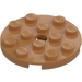 LEGO Medium Dark Flesh Plate 4 x 4 Round with Hole and Snapstud (60474)