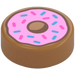 LEGO Středně tmavá tělová Dlaždice 1 x 1 Kolo s Růžová Doughnut s Sprinkles (35380 / 73786)