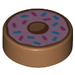 LEGO Mittleres dunkles Fleisch Fliese 1 x 1 Runden mit Pink Doughnut mit Sprinkles (35380 / 73786)