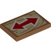 LEGO Medium Dark Flesh Tile 2 x 3 with Wood Grain and Red Two-Way Arrow  (26603 / 72277)