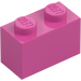 LEGO Medium mørk rosa Kloss 1 x 2 med bunnrør (3004 / 93792)