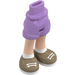 LEGO Medium Lavender Hip with Rolled Up Shorts with Dark Tan Shoes with Thin Hinge