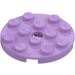 LEGO Medium Lavender Plate 4 x 4 Round with Hole and Snapstud (60474)