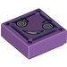 LEGO Medium Lavender Tile 1 x 1 with Purple Kryptomite Face  with Groove (3070 / 29407)