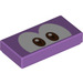LEGO Medium Lavender Tile 1 x 2 with Eyes with Brown with Groove (3069 / 68916)