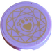 LEGO Medium Lavender Tile 2 x 2 Round with paw print and Geometric pattern in gold Sticker with Bottom Stud Holder (14769)
