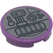 LEGO Medium Lavender Tile 2 x 2 Round with Pressure Controls Sticker with Bottom Stud Holder (14769)