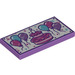 LEGO Medium Lavender Tile 2 x 4 with Party Balloons and Birthday Cake (36176 / 87079)