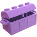 LEGO Medium lavendel Treasure Chest met Deksel (Dik scharnier met sleuven aan de achterkant)