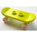 LEGO Medium Lime Minifig Skateboard with Two White Wheels