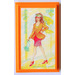 LEGO Medium Orange Mirror Base / Notice Board / Wall Panel 6 x 10 with Funky Fashion 1998 Sticker (6953)