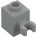 LEGO Medium Stone Gray Brick 1 x 1 with Vertical Clip (Open &#039;O&#039; Clip, Hollow Stud) (60475 / 65460)