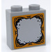 LEGO Mittleres Steingrau Backstein 1 x 2 x 1.6 mit Bolzen auf Eins Seite mit Mirror Dekoration Aufkleber (1939)