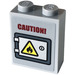 LEGO Mittleres Steingrau Backstein 1 x 2 x 2 mit &#039;COUTION!&#039;, Feuer Warning Sign Aufkleber mit Innenbolzenhalter (3245)