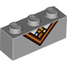 LEGO Medium Stone Gray Brick 1 x 3 with Orange and Red V-Neck Collar and Tie (3622 / 78558)