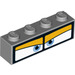LEGO Medium Stone Gray Brick 1 x 4 with Blue eyes with eyelids (3010 / 33677)