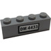 LEGO Medium Stone Gray Brick 1 x 4 with &#039;DM 4433&#039; Sticker (3010)