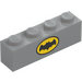 LEGO Medium Stone Gray Brick 1 x 4 with Small Yellow Batman Logo (3010)