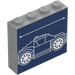LEGO Средно каменно сиво Тухла 1 x 4 x 3 с Кола Schematic (Stepped обратно прозорец) (49311 / 101415)
