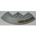 LEGO Medium Stone Gray Brick 10 x 10 Round Corner with Tapered Edge with Black and Yellow Grille (Left) Sticker (58846)