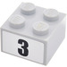 LEGO Medium Stone Gray Brick 2 x 2 with &quot;3&quot; Sticker (3003)