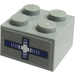 LEGO Medium Stone Gray Brick 2 x 2 with Blue Cross Levelmeter Sticker (3003)