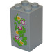 LEGO Gris pierre moyen Brique 2 x 2 x 3 avec Fleurs, Jewels, et Feuilles Transparent Autocollant (30145)