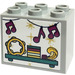 LEGO Medium Stone Gray Cupboard 2 x 3 x 2 with Notes, Shelf, Tambourine Sticker with Recessed Studs (92410)