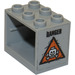 LEGO Medium Stone Gray Cupboard 2 x 3 x 2 with Orange Triangle and &#039;DANGER&#039; (Right) Sticker with Recessed Studs (92410)