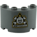 LEGO Medium Stone Gray Cylinder 2 x 4 x 2 Half with Skull and Crossbones Danger Sign Sticker (24593)