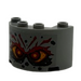 LEGO Gris pierre moyen Cylindre 2 x 4 x 2 Demi avec Stone Affronter avec Les yeux rouges et Eyebrows Autocollant (24593)
