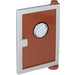 LEGO Medium Stone Gray Door 1 x 4 x 5 Right with Reddish Brown Glass with Porthole Sticker (73194)