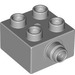 LEGO Gris pierre moyen Duplo Brique 2 x 2 avec Épingle Joint (22881)