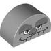 LEGO Medium Stone Gray Duplo Brick 2 x 4 x 2 with Curved Top with Grumpy Face (31213 / 107836)
