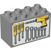 LEGO Medium Stone Gray Duplo Brick 2 x 4 x 2 with Tools on board (31111 / 86134)