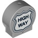 LEGO Medium Stone Gray Duplo Round Sign with &#039;HIGH WAY&#039; Shield sign with Round Sides (41970)