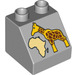 LEGO Mittleres Steingrau Duplo Steigung 2 x 2 x 1.5 (45°) mit Giraffe und Africa (6474 / 54592)