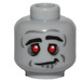 LEGO Medium Stone Gray Head with Zombie Red Eyes and Crooked Smile (Recessed Solid Stud) (3626)