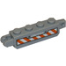 LEGO Gris pierre moyen Charnière Brique 1 x 4 Verrouillage Double avec &#039;CAUTION&#039; et Orange et blanc Danger Rayures Autocollant (30387)