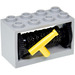 LEGO Medium Steengrijs Slang Reel 2 x 4 x 2 Houder met Geel Nozzle