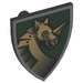 LEGO Medium Stone Gray Minifig Shield Triangular with Gold Armored Horse / Unicorn (3846 / 55845)