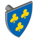 LEGO Medium Stone Gray Minifig Shield Triangular with Three Yellow Clubs on Blue (3846 / 102329)