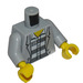 LEGO Grigio pietra medio Minifigure Busto Open Giacca over Grey e Bianco Strisce da carcerato con Number 49 (76382 / 88585)