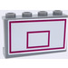 LEGO Medium Steengrijs Paneel 1 x 4 x 2 met Basketball Backboard met Magenta Lines Sticker (14718)