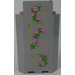 LEGO Medium Stone Gray Panel 3 x 3 x 6 Corner Wall with Ivy Trunks with 10 Magenta Flowers (Left) Sticker without Bottom Indentations (87421)